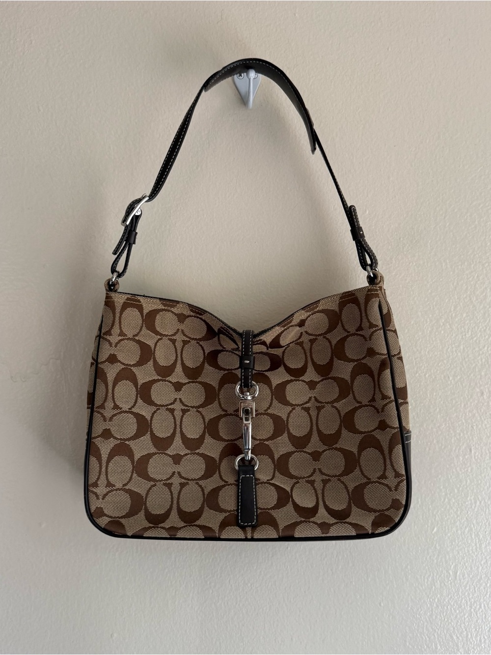 Coach Hamilton Brown Signature Monogram Shoulder Bag